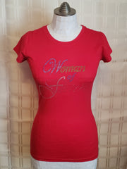 Woman of Faith Rhinestone Spandex Religious Christian Bling TShirt Inspirational