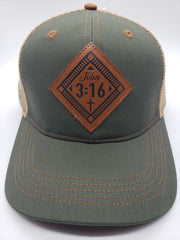 Mens John 3:16 Cap Leather DS