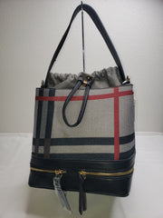Plaid Bucket Handbag