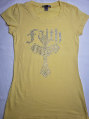 Faith Rhinestone Fitted Crew Neck T-Shirt