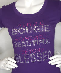 A Little Bougie...Beyond Blessed Rhinestone Fitted Crew Neck T-Shirt