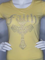 Faith Rhinestone Fitted Crew Neck T-Shirt