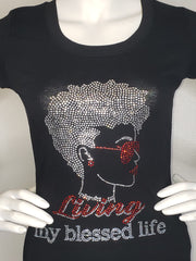 Blessed Life Rhinestone Fitted Crew Neck T-Shirt