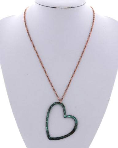 Heart Love / Patina / Rose Gold Necklace