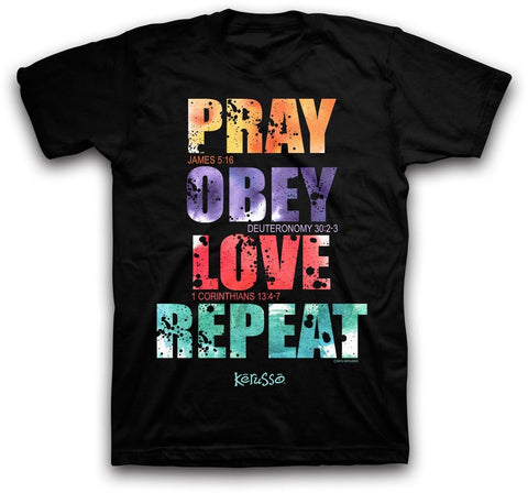 Pray Obey Love Repeat Christian T-Shirt ™