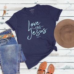 Love Like Jesus grace & truth Womens V-Neck T-Shirt