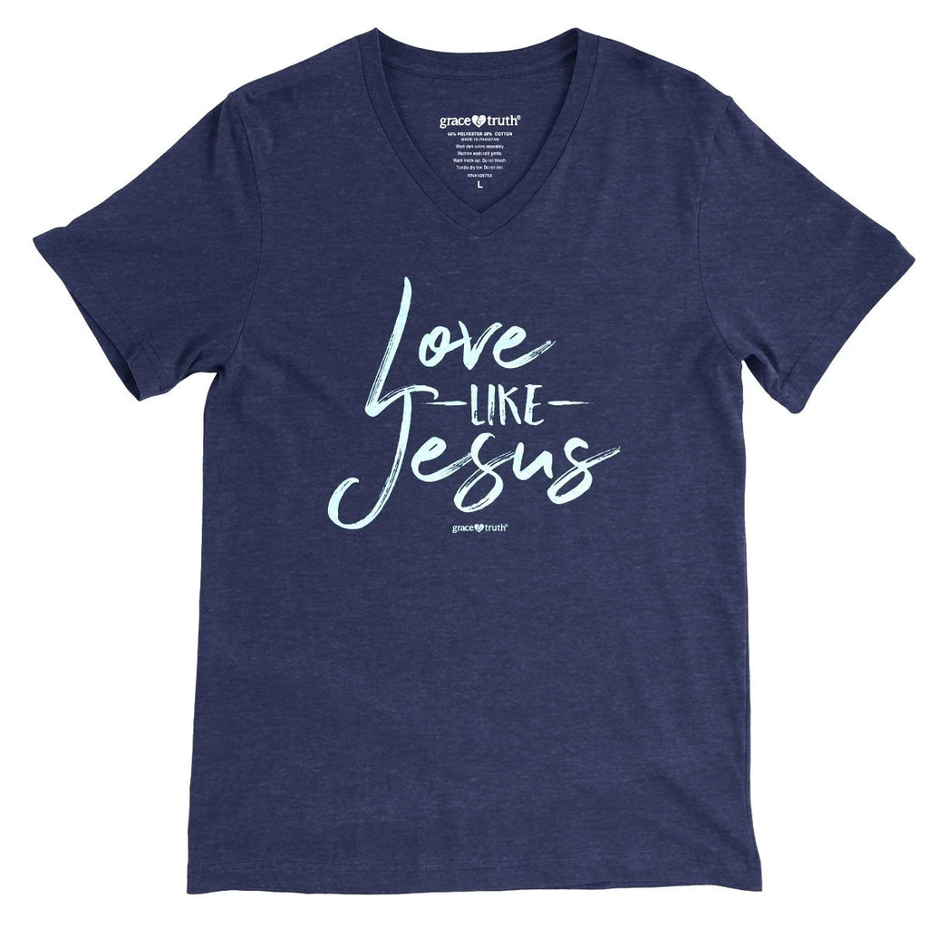 Love Like Jesus grace & truth Womens V-Neck T-Shirt