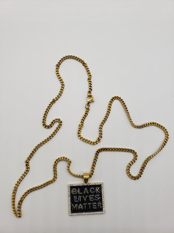 Black Lives Matter Bling Trim Necklace Stainless Steel