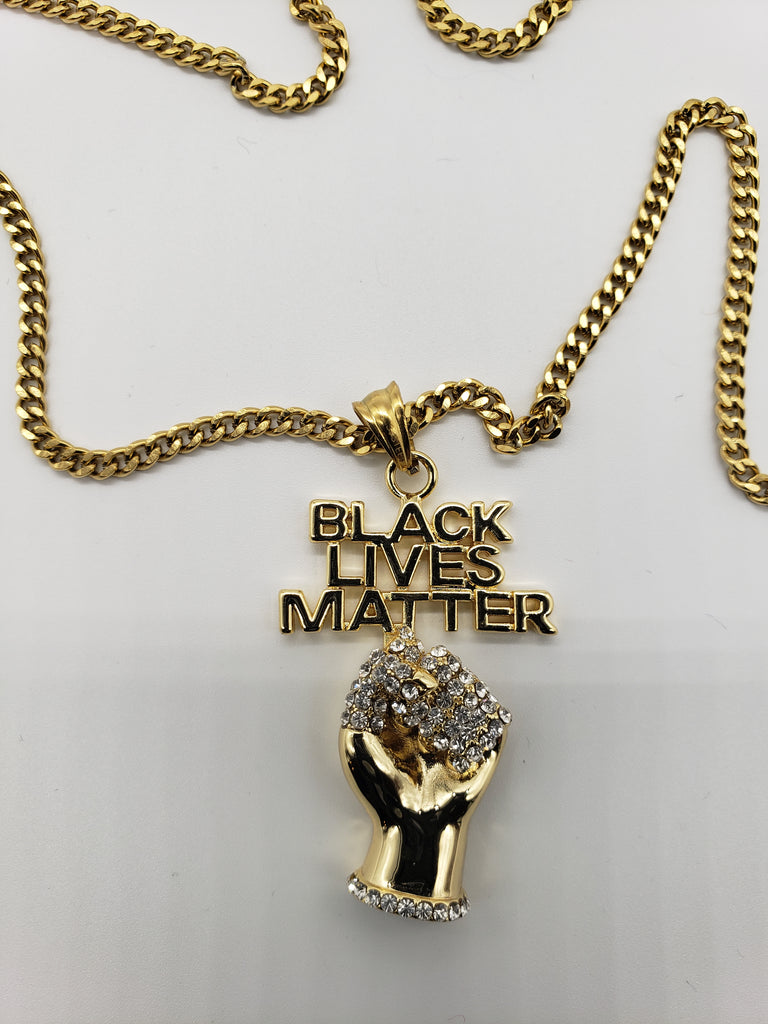 Black Lives Matter Bling Necklace Stainless Steel