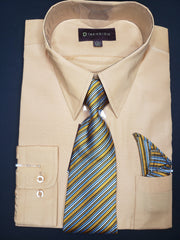 Men's Dress Shirt with Tie and Matching Handkerchief