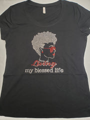 Blessed Life Rhinestone Fitted Crew Neck T-Shirt