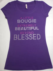 A Little Bougie...Beyond Blessed Rhinestone Fitted Crew Neck T-Shirt