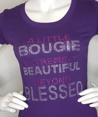 A Little Bougie...Beyond Blessed Rhinestone Fitted Crew Neck T-Shirt