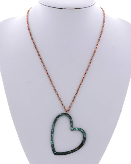 Heart Love / Patina / Rose Gold Necklace