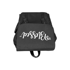 Backpack Bag, Half-Flap Double Shoulder Strap Blessed Graphic Design - White &Black